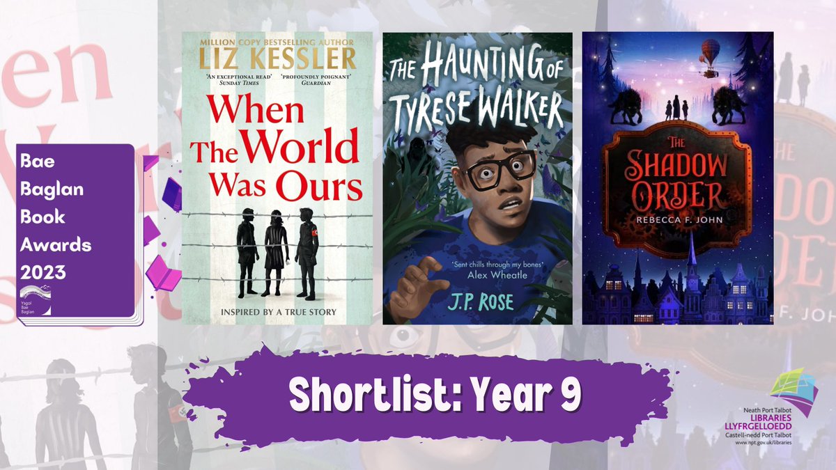 We are thrilled to announce the shortlist for the Year 9 Ysgol Bae Baglan Book Awards 2023. When the World Was Ours by <a href="/lizkesslerbooks/">Liz Kessler</a> The Haunting of Tyrese Walker by <a href="/jprosewriter/">Jacqui Rose - JP Rose - a writer of sorts</a> and The Shadow Order by <a href="/Rebecca_Writer/">Rebecca F. John</a> Congratulations all!
<a href="/YBBEnglish/">The English Team</a>