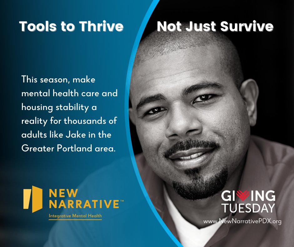 NewNarrativePDX's tweet photo. Stable housing and peer support with New Narrative gave Jake the #ToolsToThrive on his mental health and recovery journey. Give the gift of accessible mental health services for adults like Jake during #GivingTuesday today: https://t.co/oQnDLWIe9L
Every dollar helps! #GT2022 https://t.co/JYkDxGd11w