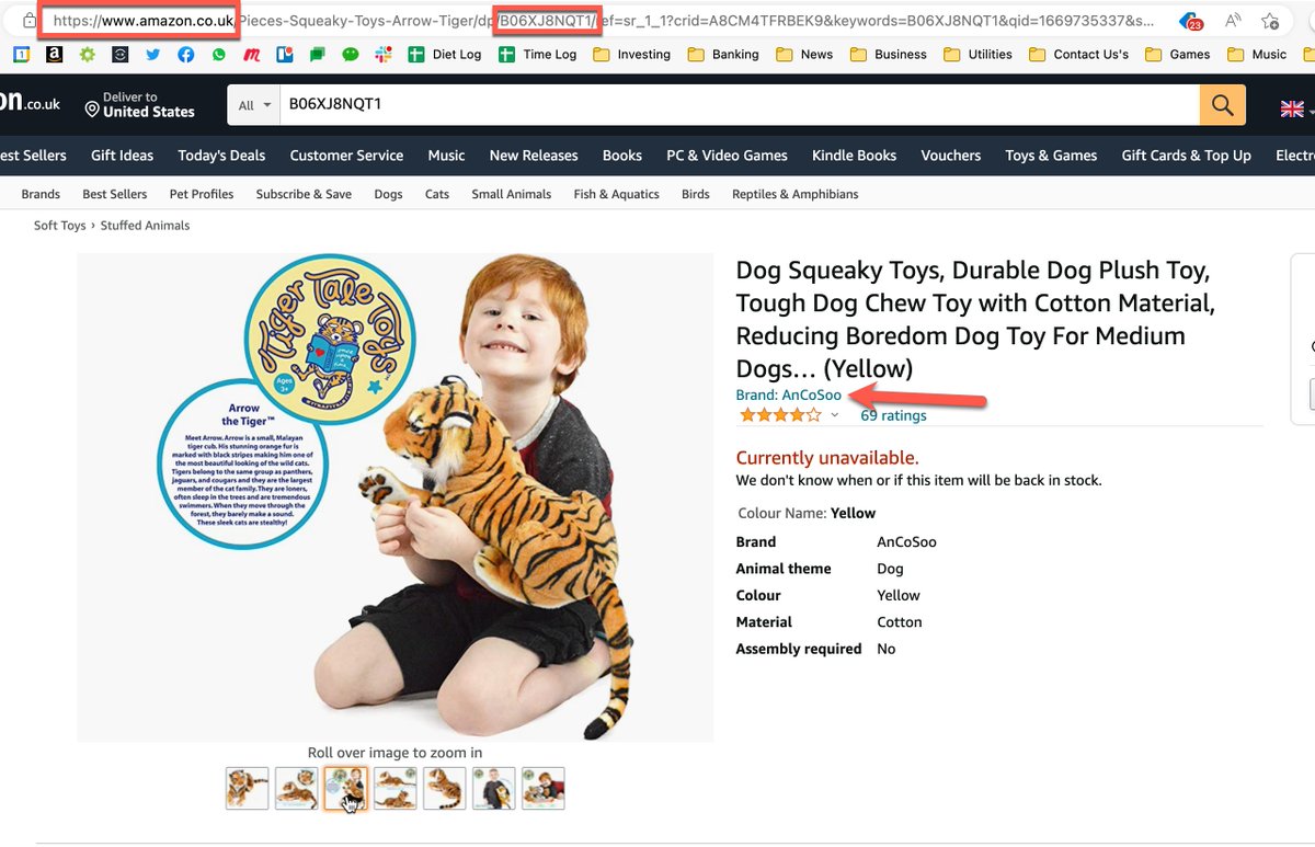 Molson_Hart's tweet photo. Hi @amznsellerhelp our UK listing for Arrow the Tiger was attacked by a China based seller, resulting in bad reviews and damage to our brand.

Can you please fix so our distributor in the UK @pinkdotlady can sell?

Thank you. https://t.co/EL6q7F5qfy