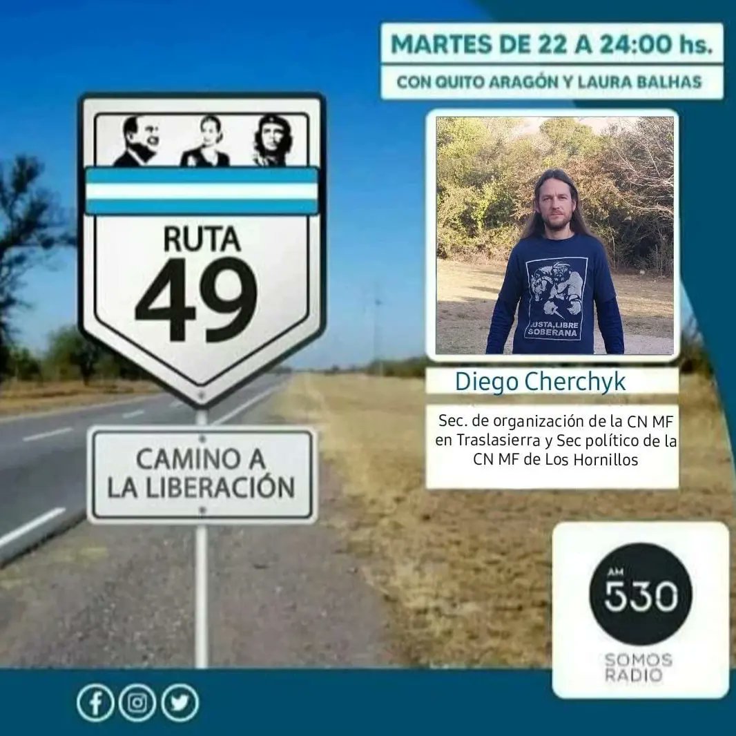 defierroradio's tweet photo. Ruta 49, El Camino de la Liberación 
🛣️4️⃣9️⃣ 
🎉 Subite a la Ruta de la Justicia Social 🎉

Conducen @quitoaragon y @LauraBalhas

Vamos a estar charlando con:
🎙️ @Arielbasteiro
🎙️ Gabriela Reartes 
🎙️ Juan Reboredo 
🎙️ Diego Cherchik 

¡De 22 a 24hs en @somosradioam530!

#Ruta49 https://t.co/Yvjddgl34F