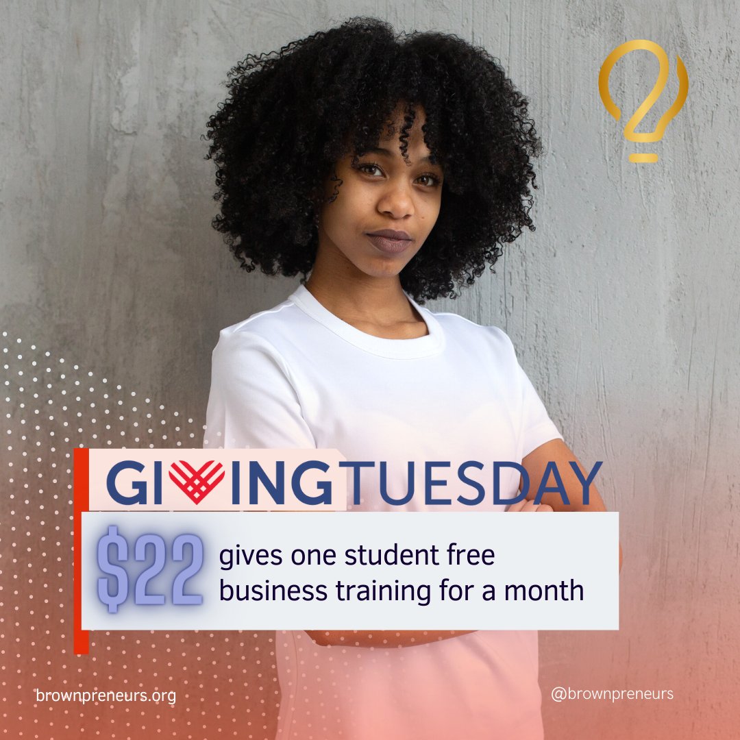 Give the gift of a brighter future this #GivingTuesday. Your donation of $22 will allow one student to learn the fundamentals of entrepreneurship for an entire month. Visit our website today at tinyurl.com/5n849ww9 to give the power of knowledge this holiday season!