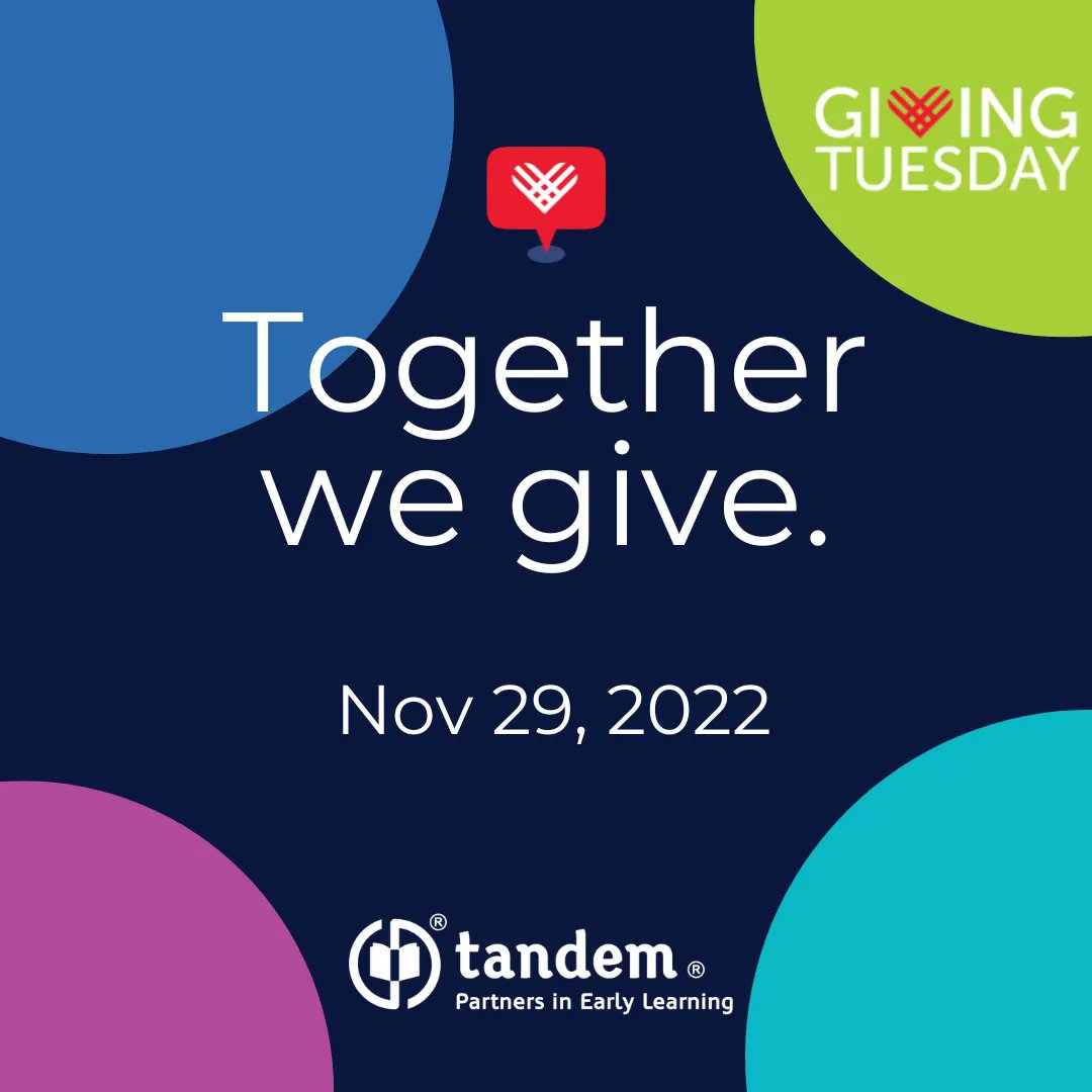 buff.ly/3VqX0wV
Today is #GivingTuesday. We hope you will support Tandem in keeping play at the center of children’s lives.  

It’s through the critical support of individuals like you that we can provide play-based learning to over 15,000 children and families each year.
