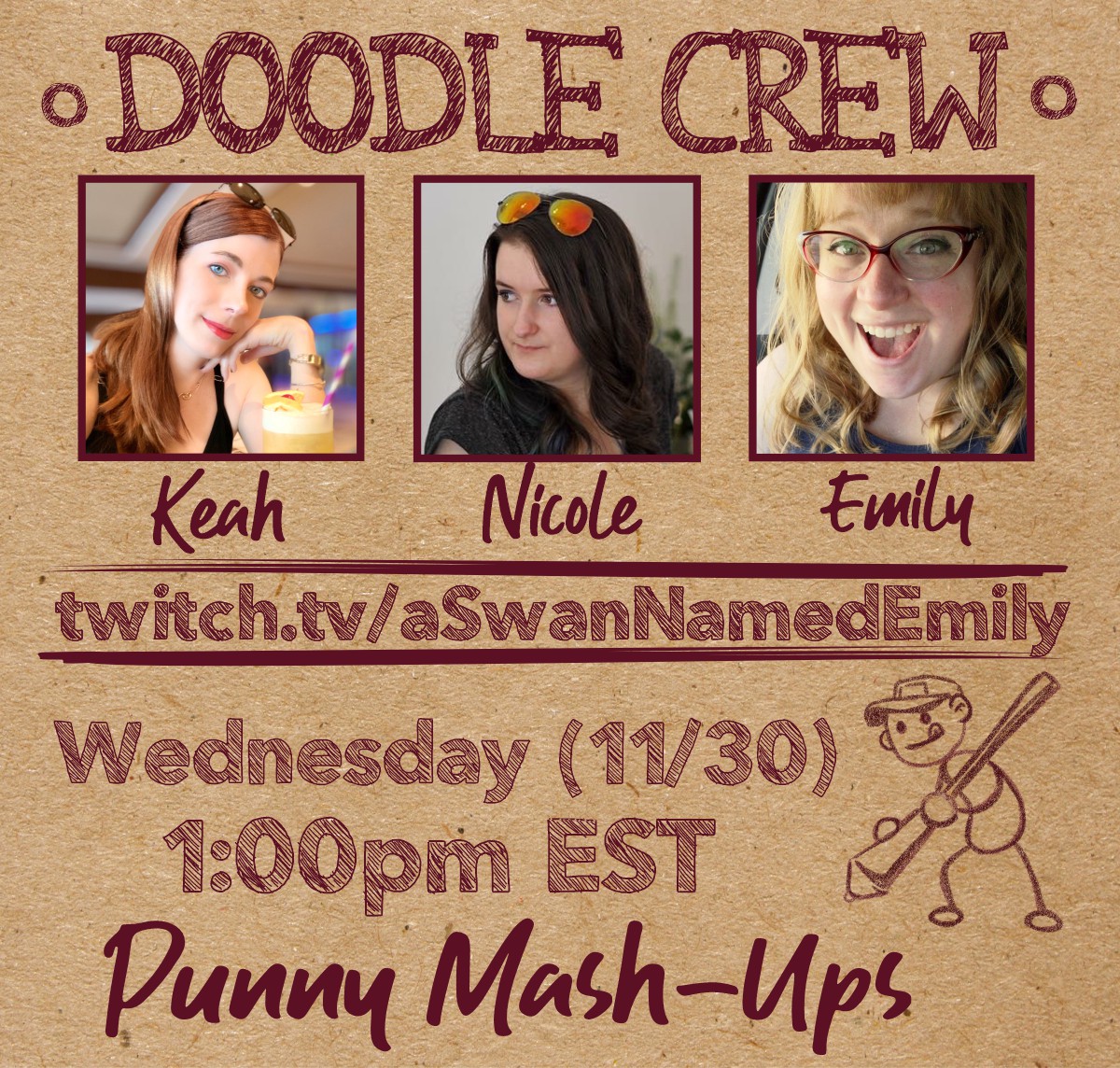 DoodleCrewDraw's tweet photo. Tomorrow, tomorrow! We're mashing up some puns!
https://t.co/Pu5PgWSScw

@MayorSquish @keahcreations @aSwanNamedEmily 
#twitch #doodlecrew #doodlecrewHYPE #punny #mashups https://t.co/7EtR3RDFwC