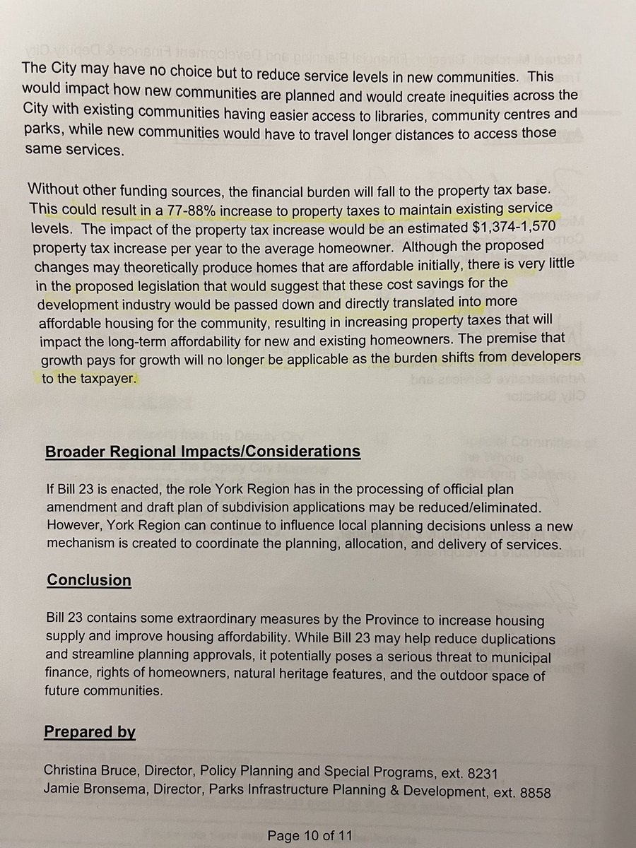 Bill 23 More Homes Built Faster Act is now law and staff estimates that this could cost Vaughan residents a 77-88% increase on their property taxes to recover the money that the developers now get to keep for every unit they build - this is so outrageous and unfair <a href="/TorontoStar/">Toronto Star</a>