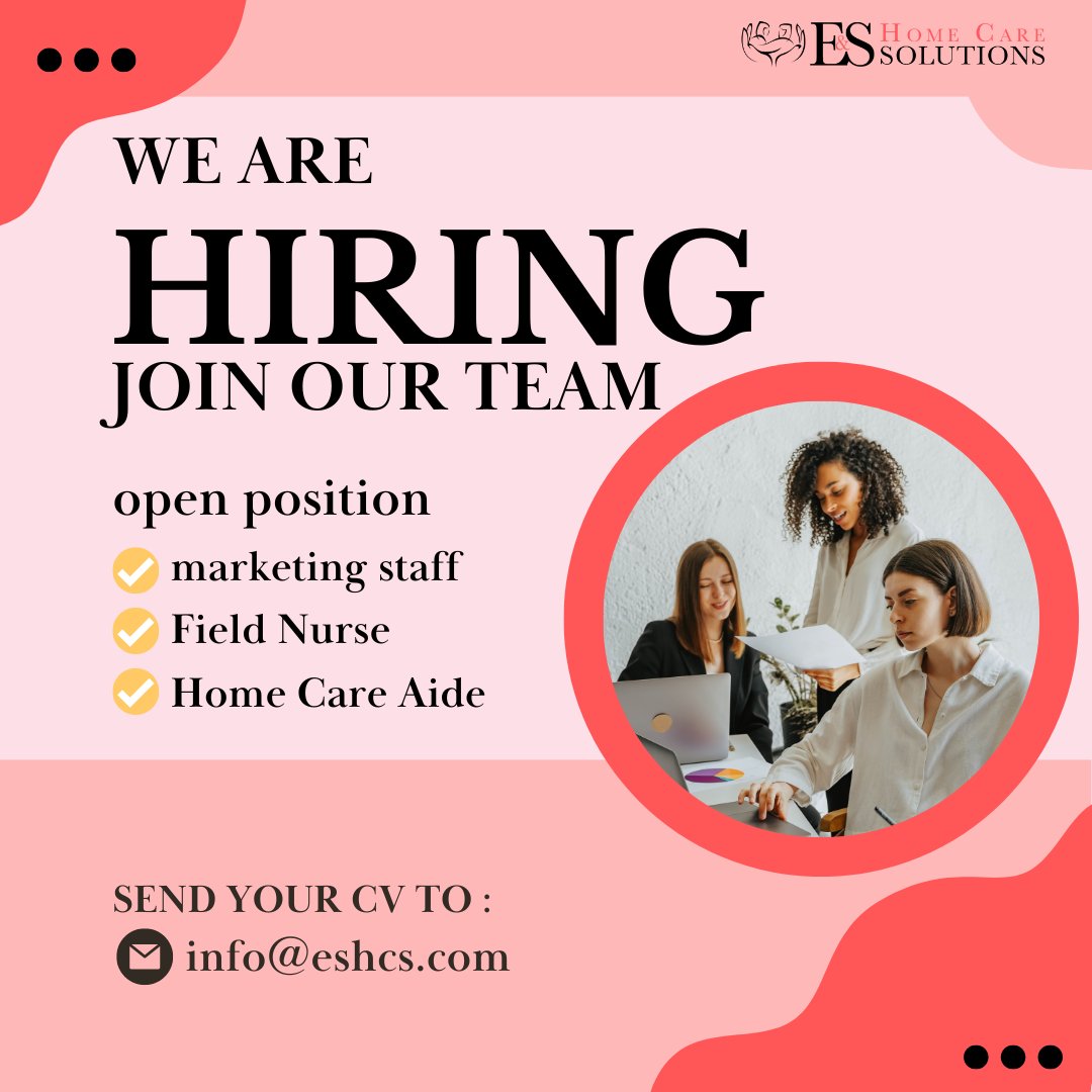 ESHomeCareS_'s tweet photo. We are hiring professionals 👇
https://t.co/DLeDSvtRAC 

We are looking for these positions for New Jersey locations. 

#career #jobs #newjob #hiring #recruitment #jobsearch #careergoals #jobopportunity #homecare #seniorliving #seniorcare #elderly #mentalhealth #nevergiveup https://t.co/UijOM6u8KD