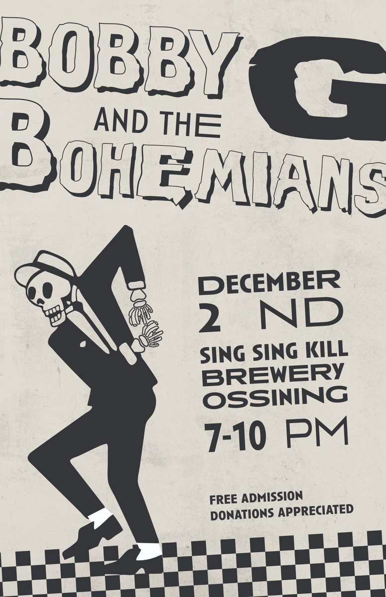 singsingkilbrew's tweet photo. We have live music tonight in the taproom! Bobby G & the Bohemians will be performing in the taproom from 7:00-10:00! Be sure to stop in to hear punk, ska and blues originals and cover songs.
#SingSingKillBrewery #OssiningNY #livemusic #taproomevents #craftbeer #drinklocal https://t.co/SM77K6kXpH