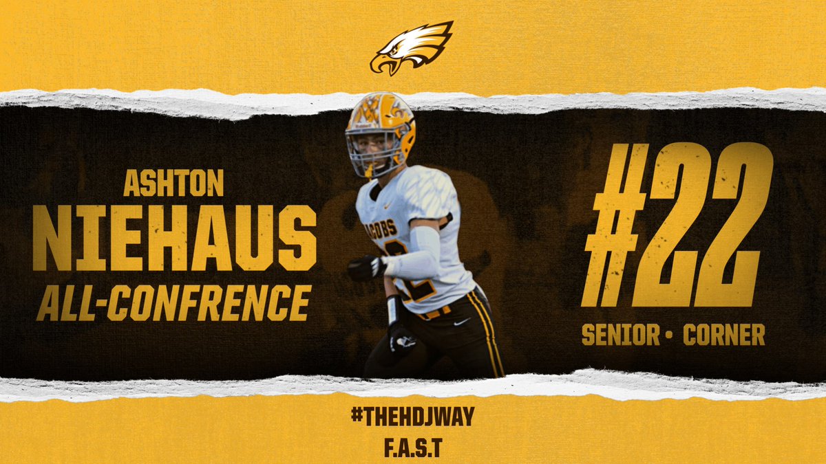 Congrats to Sr. <a href="/NiehausAshton/">Ashton.niehaus</a> for earning All Conference for the Fox Valley! <a href="/JacobsHighS/">Jacobs High School</a> <a href="/HDJ_Athletics/">Jacobs Athletics</a> 
F.A.S.T. 🦅🏈