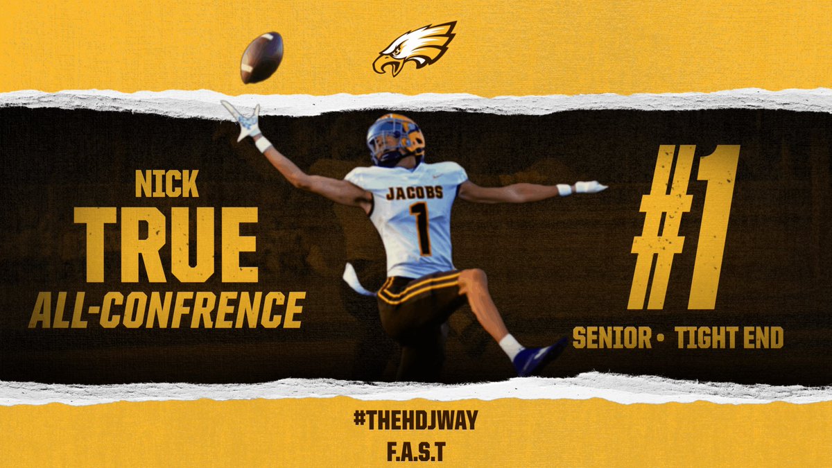 JacobsFootball (@hdjacobsfball) on Twitter photo Congratulations to Sr. <a href="/NickTrue16/">Nick True</a> for earning All Conference honors for the Fox Valley! <a href="/JacobsHighS/">Jacobs High School</a> <a href="/HDJ_Athletics/">Jacobs Athletics</a>
F.A.S.T. 🦅🏈 Congratulations to Sr. <a href="/NickTrue16/">Nick True</a> for earning All Conference honors for the Fox Valley! <a href="/JacobsHighS/">Jacobs High School</a> <a href="/HDJ_Athletics/">Jacobs Athletics</a>
F.A.S.T. 🦅🏈