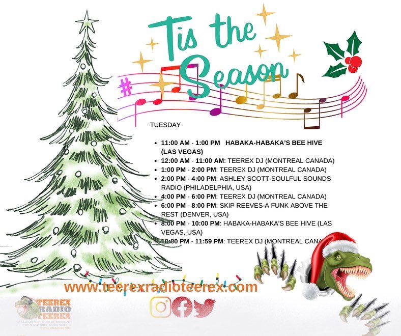 CTeerex's tweet photo. It’s Tuesday y’all, and the Holiday Season is in full effect here on @teerex_radio.  Tune in now! Hugs #HappyTuesday #tuesdaymusic https://t.co/UENtSnpoqw