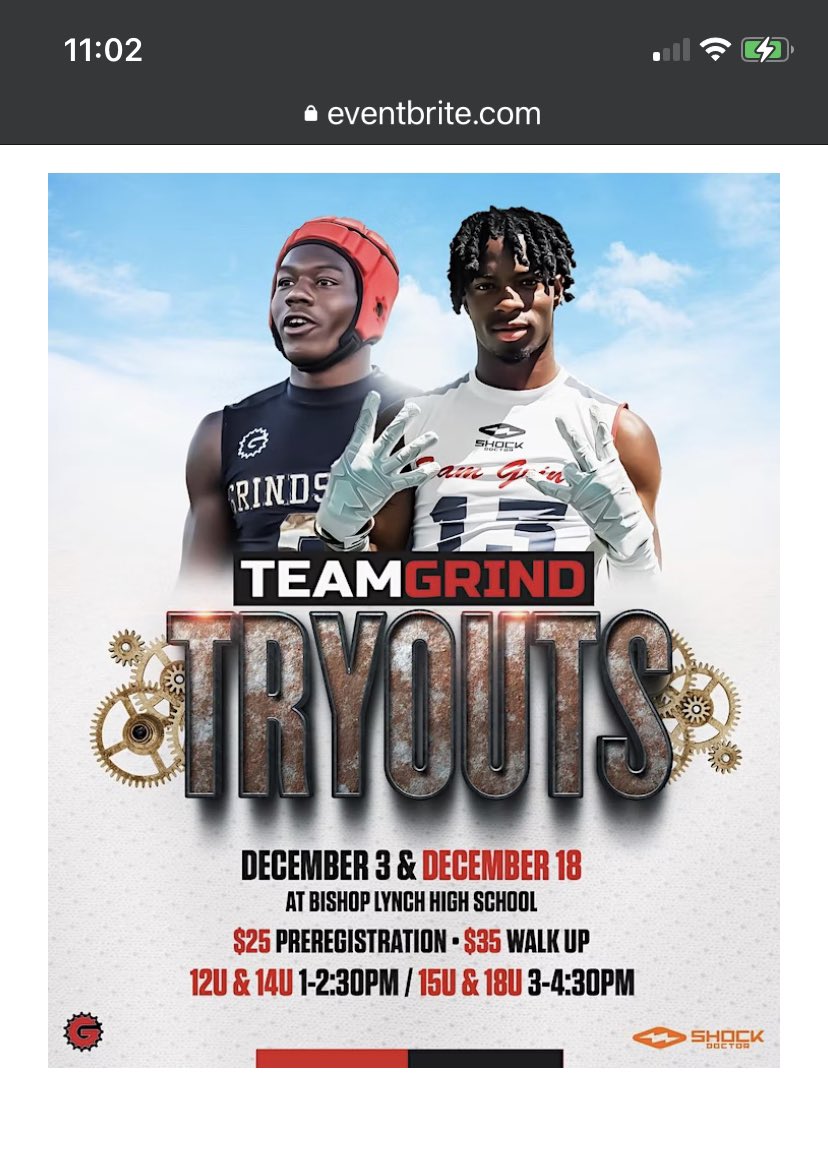 Stop watching from our sideline and come join the Grind‼️ 
Link to register your players below.
eventbrite.com/e/teamgrind-7v…

#GrindFamily
#TheREALisBack
#GrindSquad
#GrindingOverStars
#WeGrindDifferent
#TeamGrind
#BOOM
#WeAreTheStandard
#BuildingFromTheGrindUp 
#WhosNextToBoom