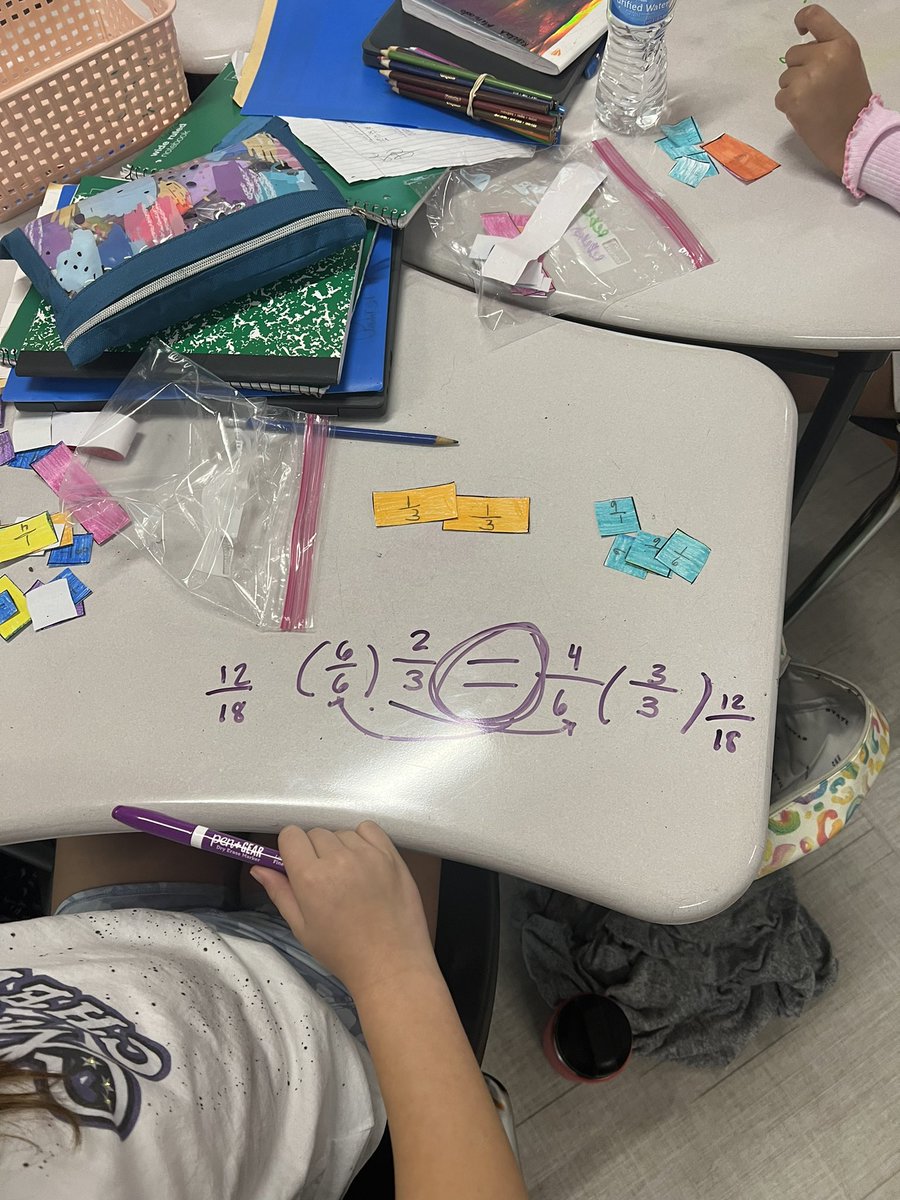 Bilderback4th's tweet photo. Comparing fractions! With manipulatives and solving mathematically! https://t.co/oCWajmg9IV