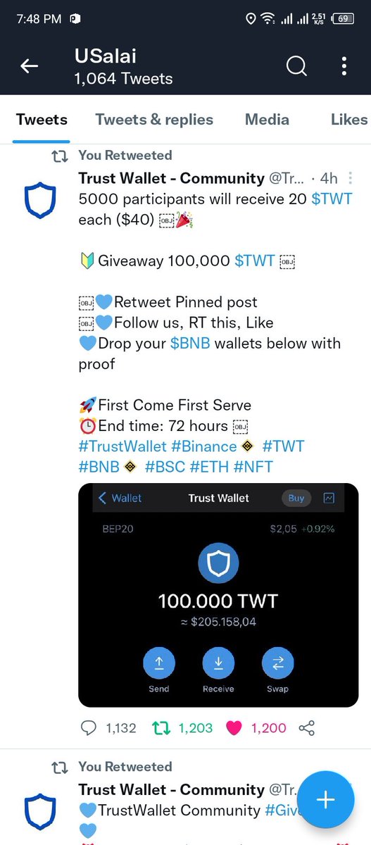 USalai6's tweet photo. @TrustWallet_CW My $BNB Address:
0x317cD904d02aF1a68EBd0E1eA9053C4b67dCd423 https://t.co/y5bHDG3mtB