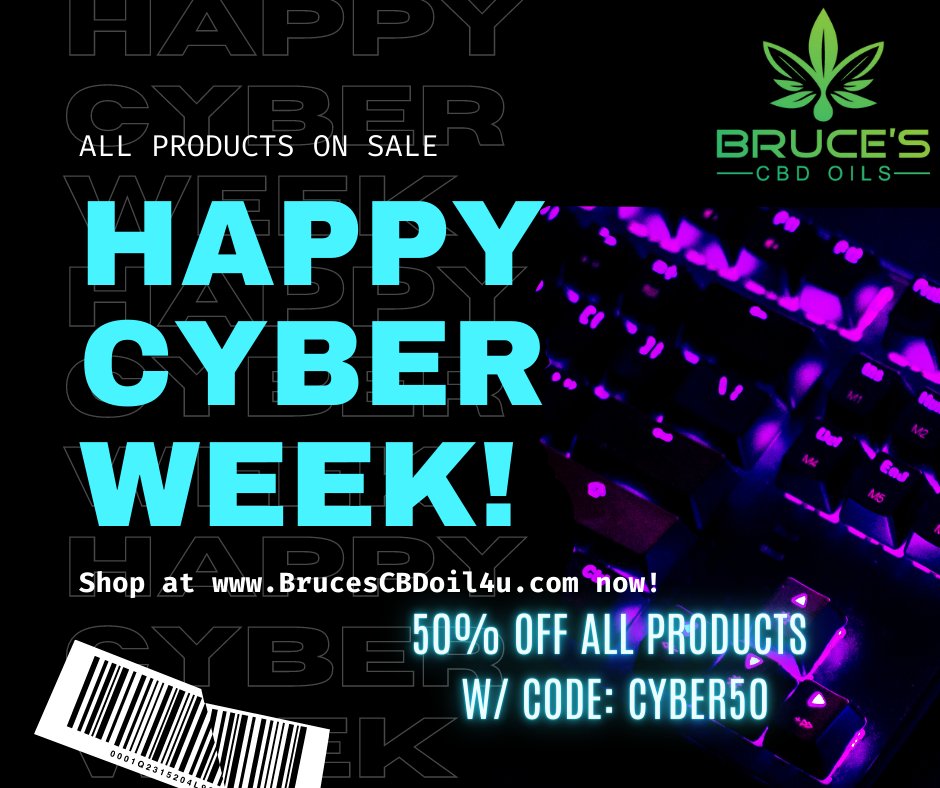 bdelonge54's tweet photo. Have you missed out on our Cyber Monday sale? Don't worry, we've extended it until December 3rd! Enjoy 50% off all CBD and THC products! https://t.co/aVqJ8PztoC
.
.
#CBDOil #BrucesCBDOils #Delta9THC #Delta8THC #CBDSale #HolidayShopping #BlackFriday #CyberMonday https://t.co/zvNotg86fc