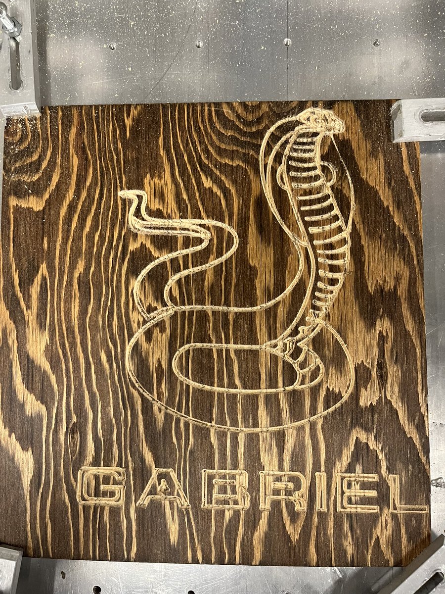 TomMacIsaac2's tweet photo. Grade 9 students make simple signs with CNC Router and @MastercamCanada. Next, signs for teachers classrooms. #fmcsd #trapperpride https://t.co/wU2413ZdRy