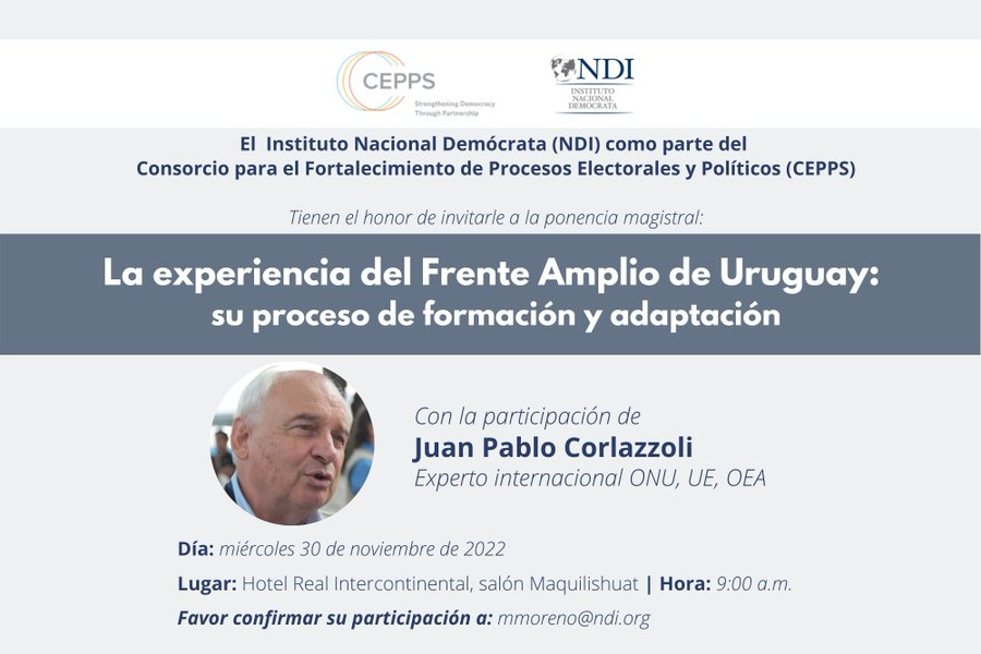 NDIelsalvador's tweet photo. Mañana estará con nosotros Juan Pablo Corlazzoli, exponiendo la experiencia del Frente Amplio de Uruguay. Entrada libre 👇 https://t.co/2t4my0N3CY