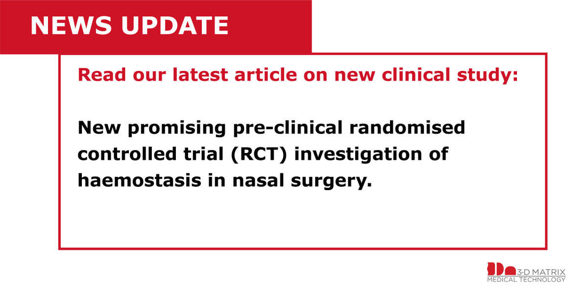 3dm_emea's tweet photo. A new randomised pre-clinical trial in endoscopic nasal surgery has been published! Take a look at the full article here: https://t.co/0zKMV5nwcW
#3dmatrix #purastat #nasalsurgery #ent #RADA16 #haemostasis #preclinicalstudy https://t.co/MLYg7eFhRW