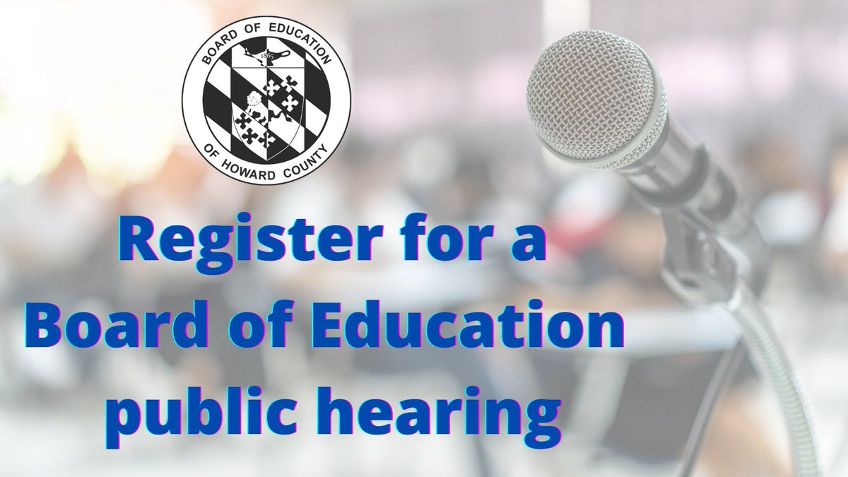 The Board will hold a public hearing on the naming of High School #13 on Dec. 15 at 7 pm. Register online by Dec. 14 to testify in person or virtually. hcpss.org/board/meeting-…