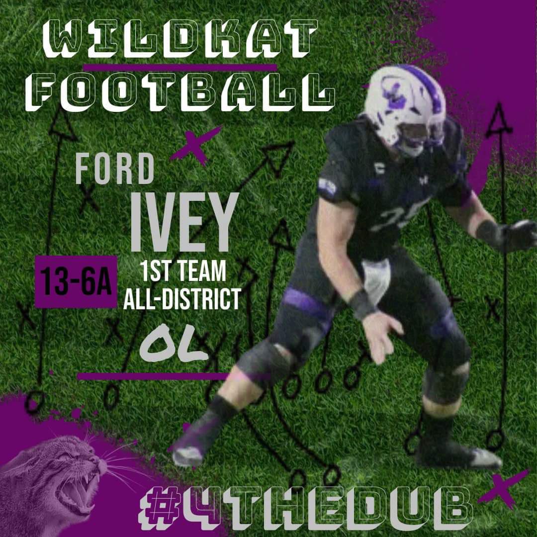 Thankful and blessed to be recognized as a first team all district Offensive Lineman. Hard work pays off!! 💜🤍