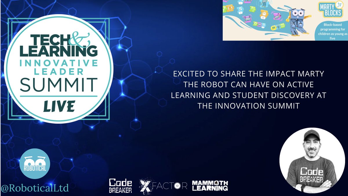 Excited to share the impact #MartytheRobot can have on active learning and student discovery at the innovation summit and how <a href="/RoboticalLtd/">Robotical</a> is supporting education.

#CodeBreaker #XFactorEDU #MamothEDU