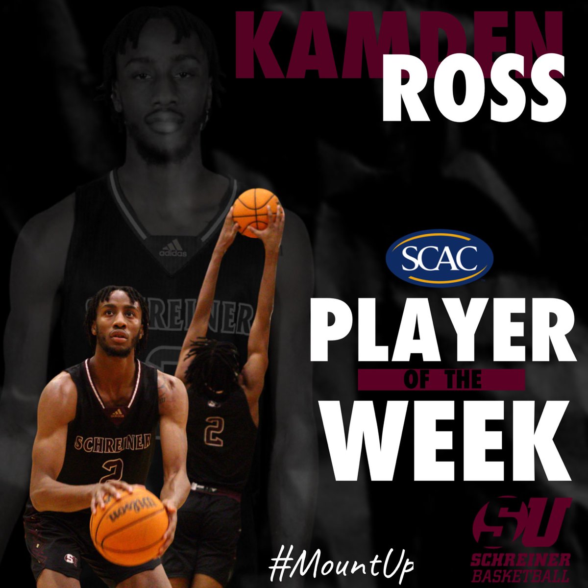 SchreinerMBB's tweet photo. Congrats to Kamden Ross on earning @SCAC_Sports Player of the Week!! 🧗‍♂️ #MountUp

Over the last 2 games, Kam averaged: 
⭐️ 18.5 PPG 
⭐️ 14.5 RPG https://t.co/RtHZqRdXAJ