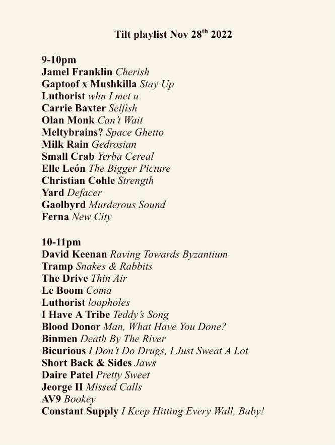 This week’s Tilt featured two hours of the best new releases. Playlist below along with link to podcast. Thanks for listening 📻

open.spotify.com/episode/0hgm8l…