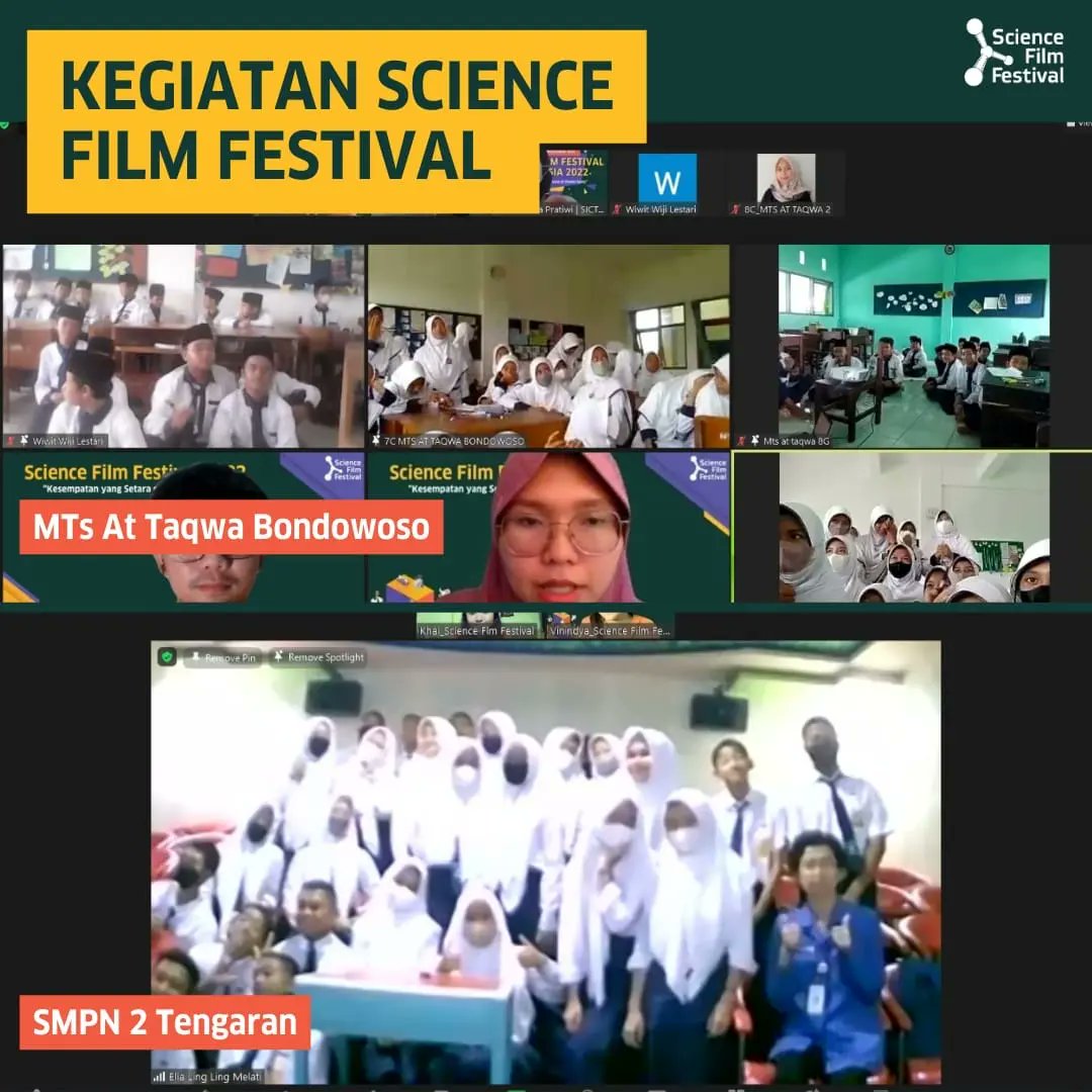 ScienceFilmFest's tweet image. Halo #SahabatSFF

Hari ini dari SD Sutomo 1 Medan, SMP YPK Fakfak, Mts At Taqwa Bondowoso, dan SMPN 2 Tengaran hadir berpartisipasi menonton film dan bereksperimen dalam rangkaian kegiatan Science Film Festival Indonesia 2022

#EqualOpportunitiesInScience