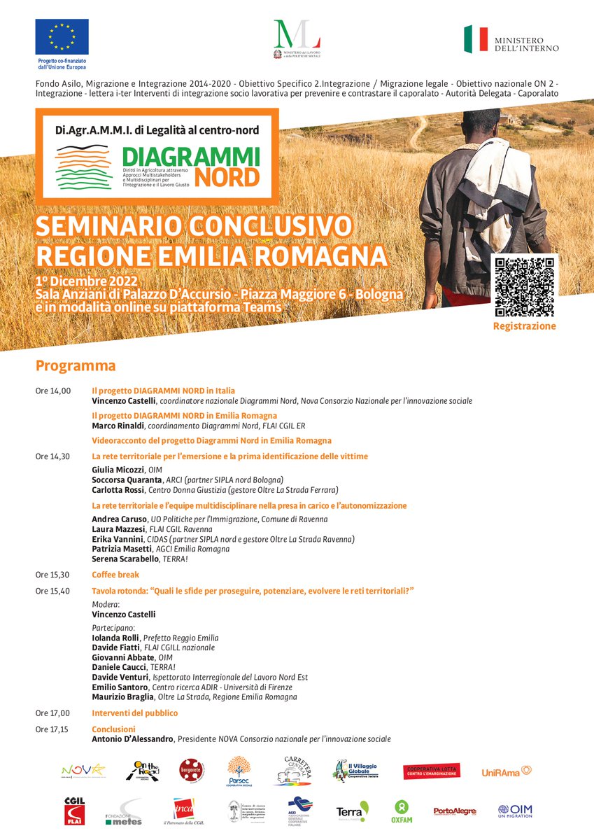 Il Seminario Finale del Progetto <a href="/DiagrammiNord/">Progetto Diagrammi Nord</a> per la Regione Emilia Romagna si terrà il 1° dicembre a Bologna (e su Teams).
📍Sala Anziani di Palazzo d'Accursio, Piazza Maggiore 6 
🕤1/12/2022 | Ore 10.00-16.30
ℹ Per partecipare occorre registrarsi qui> forms.office.com/r/fS5XRnxwhX