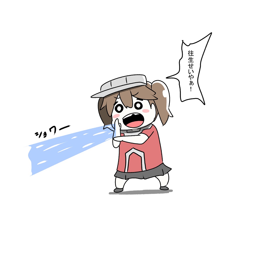 ryuujou (kancolle) 1girl brown hair twintails solo visor cap skirt open mouth  illustration images