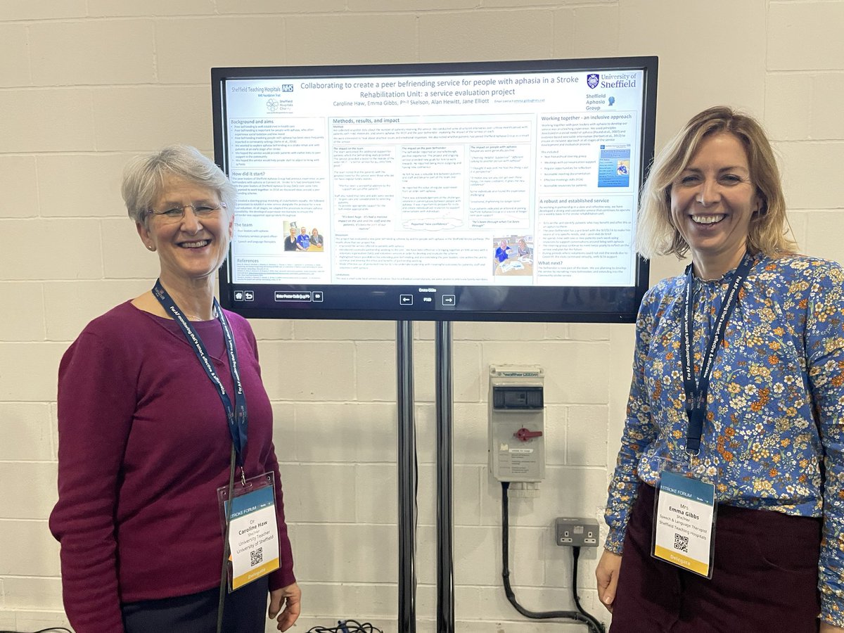 Delighted to be presenting our collaborative and co- created peer befriending scheme for people with aphasia at #UKSF22 with#@EmmaGibbsSLT <a href="/HCS_Sheffield/">Human Communication Sciences | Sheffield</a> <a href="/SheffieldHosp/">Sheffield Hospitals</a>