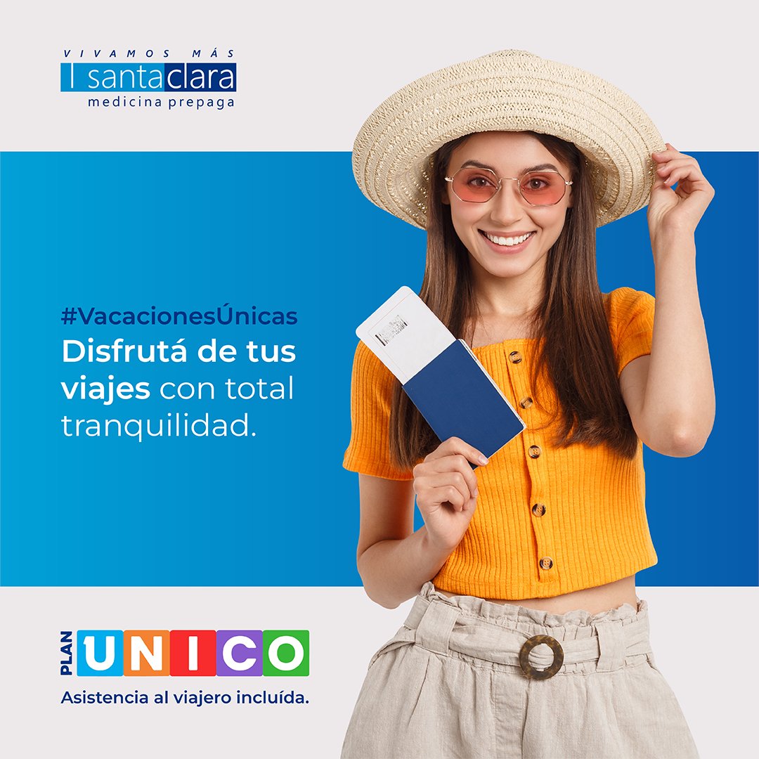 SantaClaraMP's tweet photo. Disfrutá tus vacaciones con la tranquilidad de saber que estás protegido.
Solicitá tu cobertura de Asistencia al Viajero desde la web 𝘄𝘄𝘄.𝘀𝗮𝗻𝘁𝗮𝗰𝗹𝗮𝗿𝗮.𝗰𝗼𝗺.𝗽𝘆
#SantaClaraMedicinaPrepaga #PlanUnico #AsistenciaAlViajero https://t.co/gt2L5oYX2b
