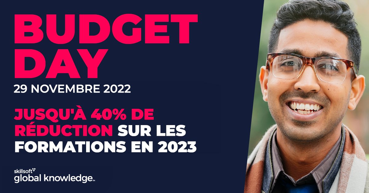 🥳 C'EST LA JOURNÉE DU BUDGET CHEZ SKILLSOFT GLOBAL KNOWLEDGE ! Bénéficiez d'une réduction allant jusqu'à 40 % sur la formation que vous achetez chez nous.

N'attendez pas profitez de cette promotion valable aujourd’hui UNIQUEMENT ▶️ globalknowledge.com/fr-fr/formatio…