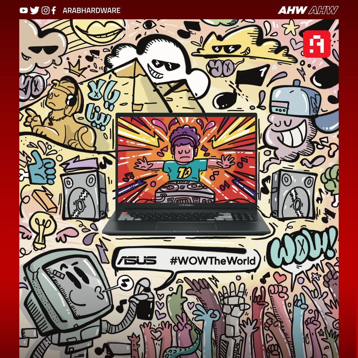 arabhardware's tweet image. أشهر الفنانين وصناع المحتوى المصريين قدّموا رؤيتهم لمصر في تصميمات مختلفة ورؤية عصرية جديدة للقاهرة والأهرامات والفن الفرعوني والثقافة المصرية عموماً.
واستخدموا في تصميماتهم لابتوبات #VivobookProX اللي بتعتبر الأفضل في فئة أجهزة صنّاع المحتوى والمبدعين.
#CreateWithASUS
@ASUSEgypt