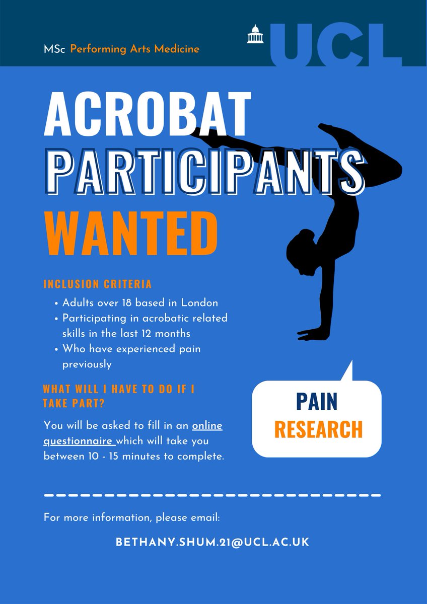 Acrobats, great opportunity to help in this research project at UCL!! Please get in touch!