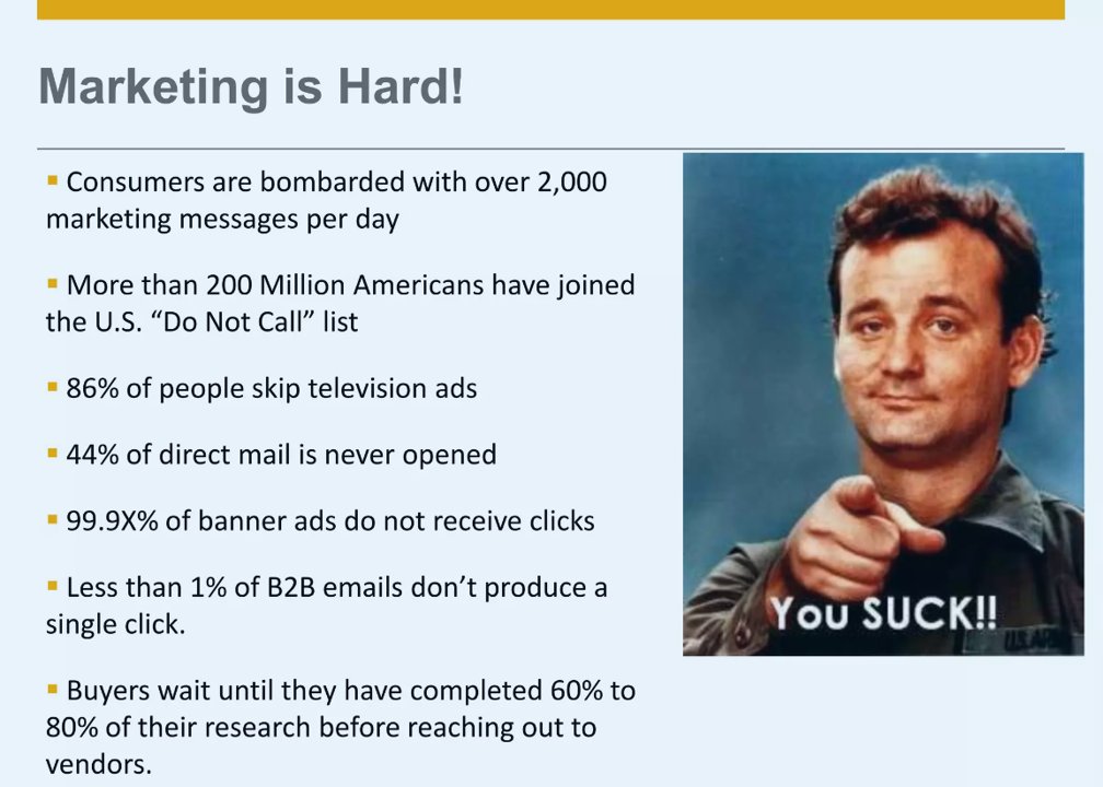 DanKern882's tweet photo. As a long-time sales and marketing executive and former CMO, this article really strikes a chord. It is even more important now as a small business owner. Thanks for posting Michael Brenner.  Marketing must deliver value.  

https://t.co/fvMwlDI7ST https://t.co/bxQbhDR70e