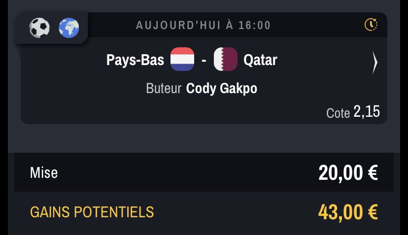 FloProno_'s tweet photo. #FIFAWorldCup 

🔸 Équateur @ 2,40 • 20€ 
🔸 Gakpo @ 2,15 • 20€ 

#TeamParieur https://t.co/msgy5kHt16