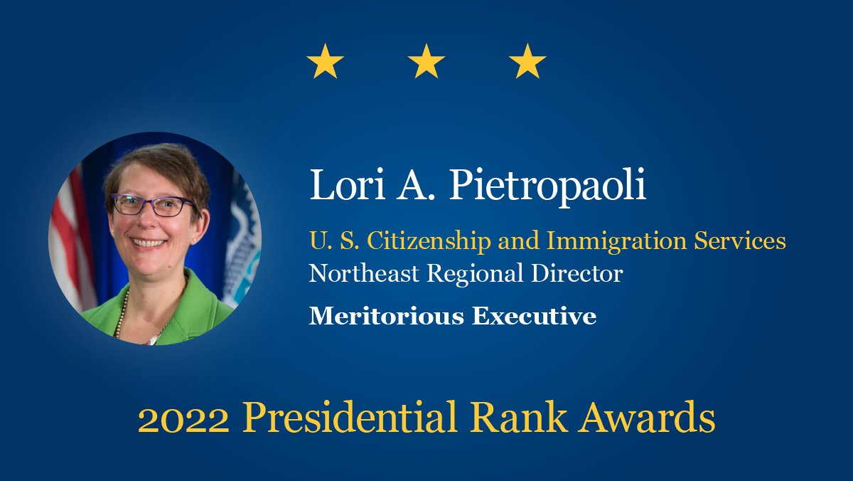 We are proud to recognize Northeast Regional Director Lori Pietropaoli for winning a prestigious 2022 President Rank Award for her leadership, contributions, and relentless commitment to public service. Read more about all @DHSgov winners here: dhs.gov/news/2022/11/1…