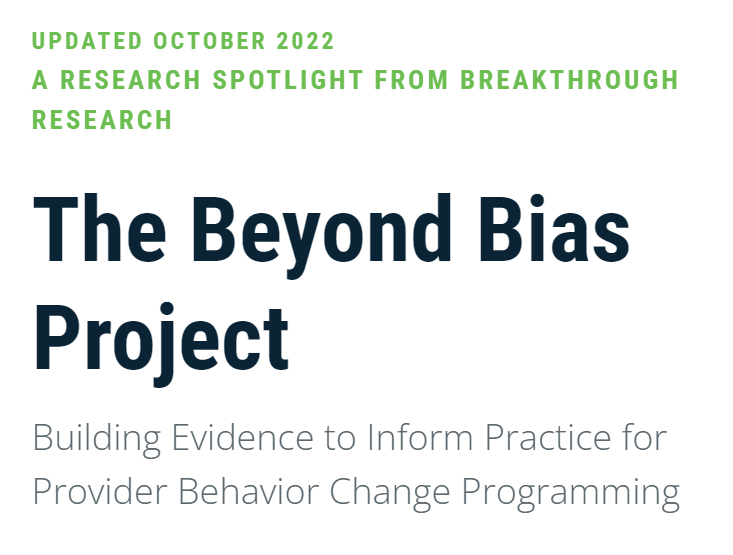 Provider bias occurs at the last meter of care—the moment of consultation between youth and provider.

Check out <a href="/Breakthrough_AR/">Breakthrough ACTION</a>'s spotlight on the #BeyondBias project results around contraception provider behavior change:

lnkd.in/e6M9ZUQH