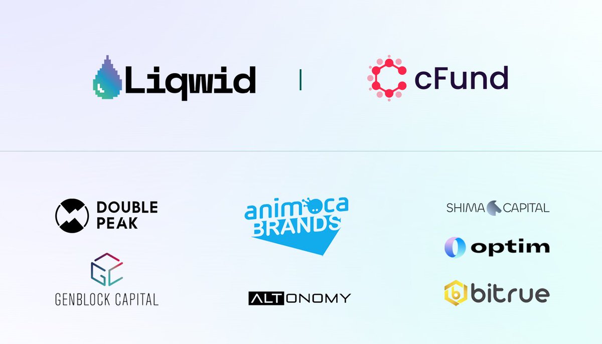 Liqwid Labs (@liqwidfinance) on Twitter photo Good day Cardano Community,
We completed a $2.7m seed round led by cFund (<a href="/wave_financial/">wave_financial</a>) who was joined by <a href="/shimacapital/">Shima Capital</a>, <a href="/animocabrands/">Animoca Brands</a>, <a href="/altonomy/">Altonomy</a>, <a href="/GenblockCapital/">GenblockCapital</a>, <a href="/OptimFi/">Optim Finance</a>, <a href="/DoublePeakGroup/">Double Peak Group</a> and <a href="/BitrueOfficial/">Bitrue</a>🥳
Our team thanks them for supporting Liqwid and Cardano DeFi. Good day Cardano Community,
We completed a $2.7m seed round led by cFund (<a href="/wave_financial/">wave_financial</a>) who was joined by <a href="/shimacapital/">Shima Capital</a>, <a href="/animocabrands/">Animoca Brands</a>, <a href="/altonomy/">Altonomy</a>, <a href="/GenblockCapital/">GenblockCapital</a>, <a href="/OptimFi/">Optim Finance</a>, <a href="/DoublePeakGroup/">Double Peak Group</a> and <a href="/BitrueOfficial/">Bitrue</a>🥳
Our team thanks them for supporting Liqwid and Cardano DeFi.