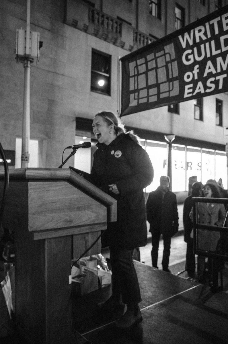 Incredibly humbled by last night's show of solidarity. It was so empowering to come together with other <a href="/WGAEast/">Writers Guild of America East</a> shops (so many people to thank! <a href="/bdgunion/">BDG Union</a>! <a href="/gmgunion/">GMG Union</a>! <a href="/vox_union/">Vox Media Union</a>!) Working with <a href="/HearstUnion/">Hearst Magazines Media Union</a> has been the honor of a lifetime. Let's get that contract NOW!