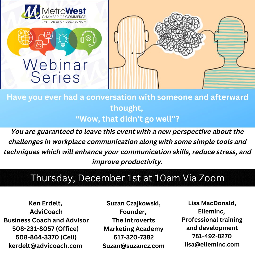 Join Us for our FREE Webinar this Thursday at 10am 'How to Communicate in Today's Workplace.' Reg: ow.ly/7ZaV50LPXIV