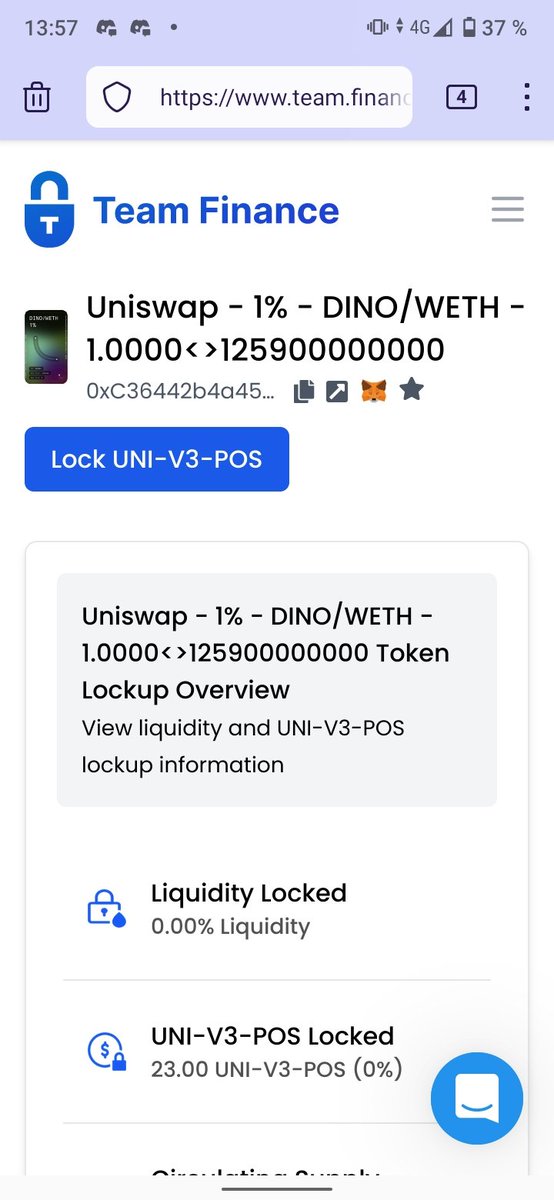 triple_hot's tweet photo. @Crypto_Investor Are you sure that 95% is locked?
In uniswap and TeamFinance shows 1%, can you check this please?
I'm 99% sure that's a scam coin. https://t.co/k7S03SI7D6