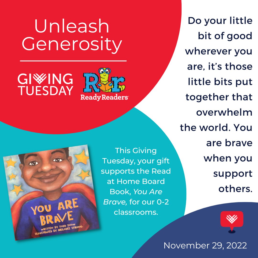 It’s #GivingTuesday! Your gift will support the distribution of You Are Brave, by Todd Snow, to our 0-2 classrooms to engage our youngest readers right from the very start. 

readyreaders.org/donate

#KidsWhoReadSucceed #ReadyReadersStl #earlyliteracymatters