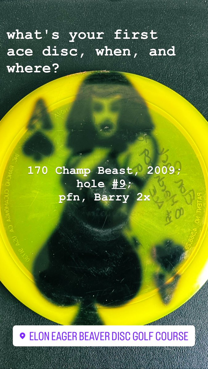 metadiscio's tweet photo. let's see those ace discs!!! 2009 was a long long time ago, and not too many since. here's a champ 170 pfn Barry 2x Beast from @InnovaDiscs that's now a cherished wall-hanger! โค๏ธ๐ฅโ๐ฅ #discgolf #acediscs #aceruns #pfn #championplastic #playdiscgolf https://t.co/OqS8VOaXpz