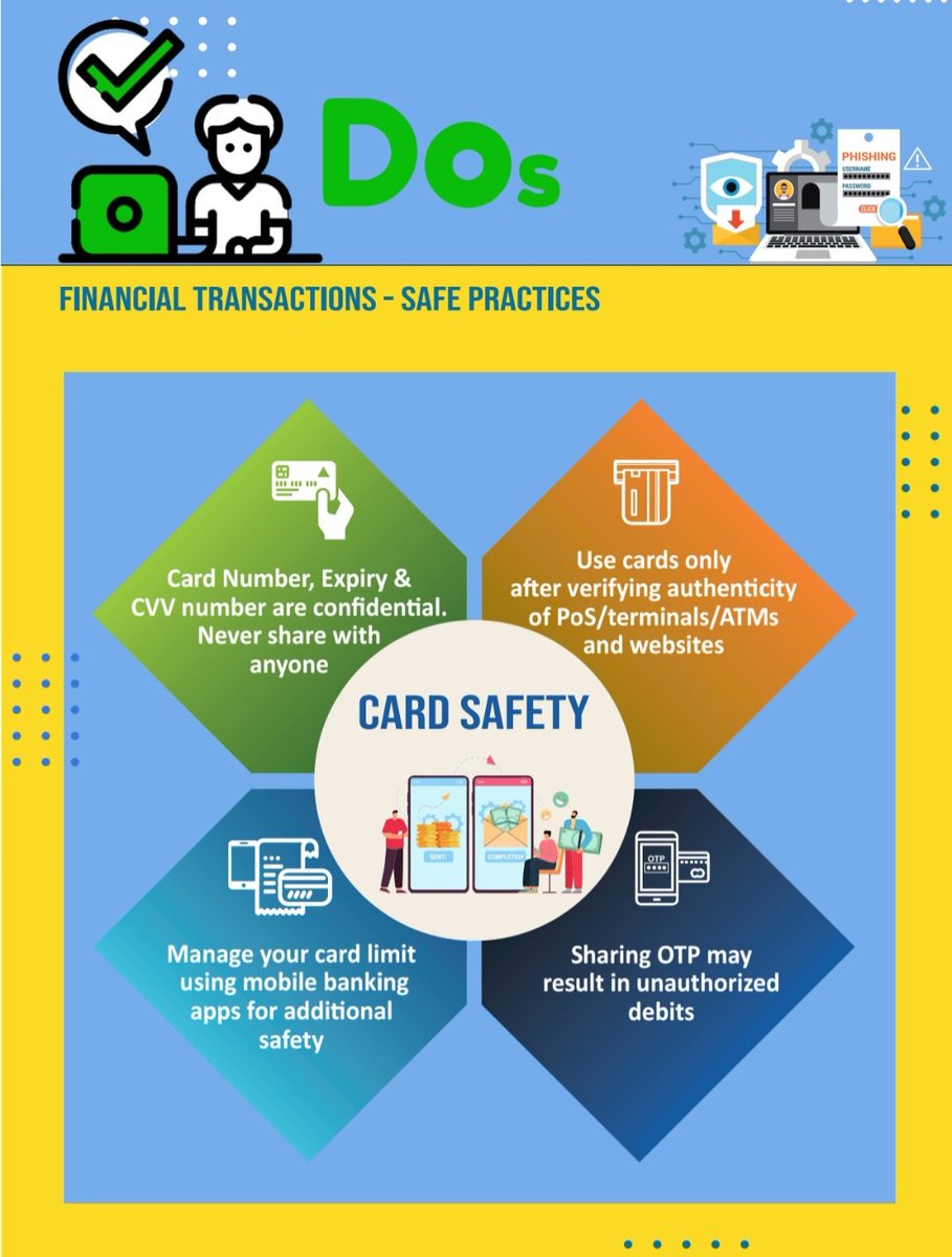 BSF_BICIT's tweet photo. #cybersecurity
#CyberSafety
" Financial Transaction - Safe Practices "
#BSF #BICIT #IndianCERT
#_DigitalIndia #GoI_MeitY
#cyber #JaiHind https://t.co/cdqPYKkH96