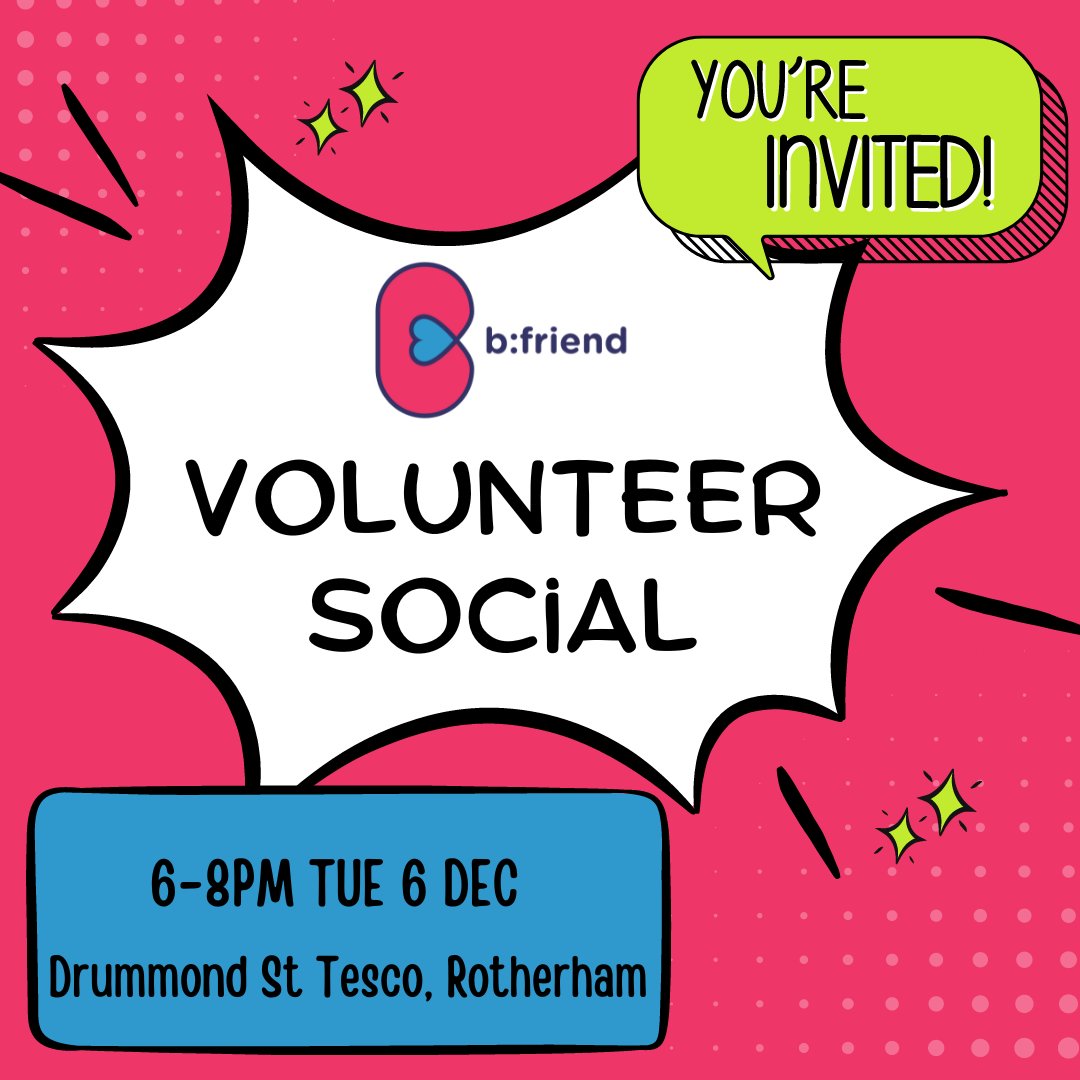 b:friend (@_bfriend) on Twitter photo 📣We are having a little get-together, and we'd love you to join us! Come along to our #Volunteer #Social on 6 Dec in #Rotherham and meet the team & other befrienders🤗.
👉BOOK YOUR FREE PLACE: bit.ly/3ASUBDf
#events
<a href="/vasnews/">Voluntary Action Sheffield</a> <a href="/VARotherham/">Voluntary Action Rotherham</a> <a href="/Shef_Volunteer/">Sheffield Volunteering</a> <a href="/charitybooster/">charity booster</a> 📣We are having a little get-together, and we'd love you to join us! Come along to our #Volunteer #Social on 6 Dec in #Rotherham and meet the team & other befrienders🤗.
👉BOOK YOUR FREE PLACE: bit.ly/3ASUBDf
#events
<a href="/vasnews/">Voluntary Action Sheffield</a> <a href="/VARotherham/">Voluntary Action Rotherham</a> <a href="/Shef_Volunteer/">Sheffield Volunteering</a> <a href="/charitybooster/">charity booster</a>