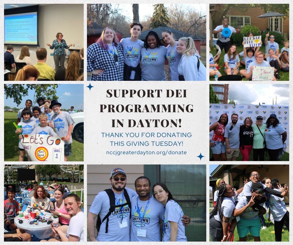 Help us to continue
achieving our mission of building a community dedicated
to eliminating bias, bigotry and all forms of
discrimination on this #GivingTuesday

Donate today at: nccjgreaterdayton.org/donate/
