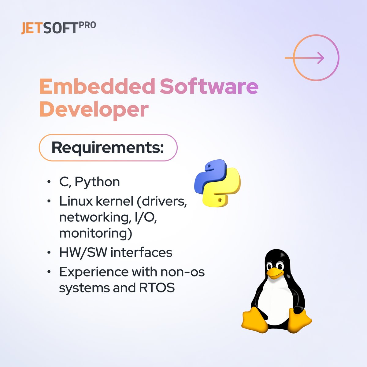 JetSoftPro's tweet photo. ๐ฅ๐ฅ๐ฅ Hot vacancies at #JetSoftPro!
We are looking for #IT specialists to revolutionize the computer world together!
Take the #opportunity and apply:
๐https://t.co/GCANyt6Y4U
#JetSoftPro #jsp #jspvacancies #jspjob #workinit #embeddedsoftwaredeveloper #RTOS https://t.co/fEMyzywvlD