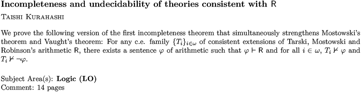 math.LO Mathematical Logic arXiv submissions tweet media