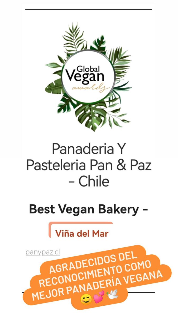 panpazartesanal's tweet photo. Agradecidos de recibir el premio Mejor Panadería Vegana en los Global Vegan Awards de la revista Luxlife Magazine. Premio otorgado a emprendimientos veganos innovadores de distintas partes del mundo 💚🌱🕊️ #vegan #viñadelmar #globalveganawards #emprendimiento #pyme #panaderia https://t.co/Wes5l3f7qw