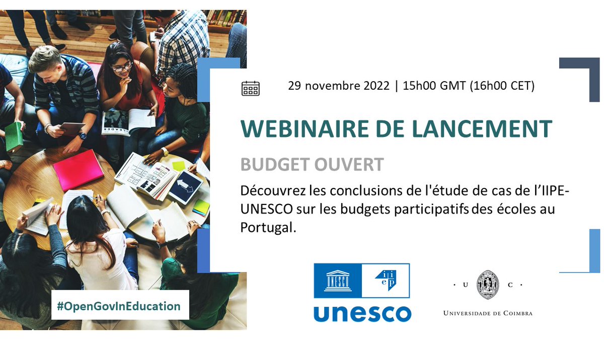 MurielPoisson's tweet photo. Comment se manifeste le #OpenGovInEducation ? Soyez à l'écoute cet après-midi pour découvrir notre dernière étude de cas sur #BudgetOuvert au #Portugal : https://t.co/PD2vK8WJ4R

En savoir plus sur la recherche de @ETICO_IIEP sur le #GouvernementOuvert : https://t.co/b08tLyvjHg https://t.co/J9OiuSdW6d